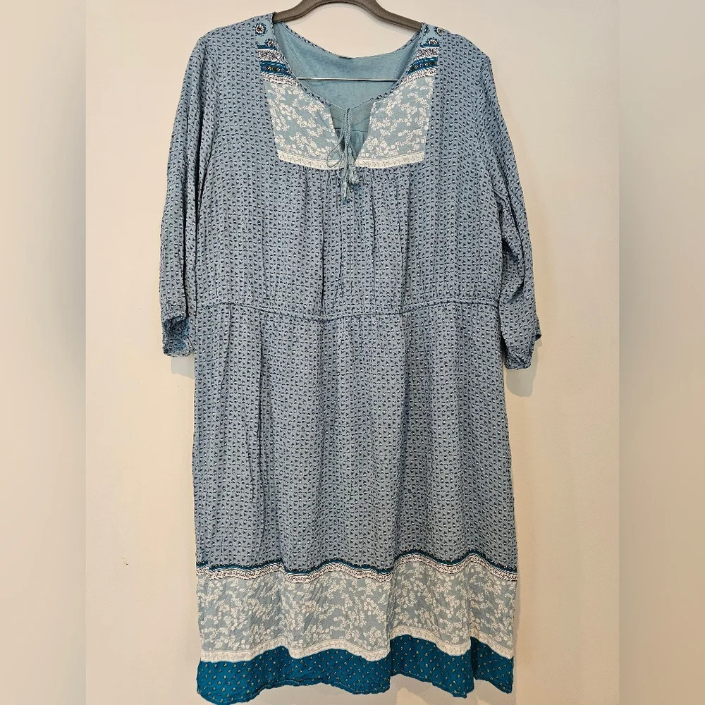 Old Navy Size 2X 100% Rayon Lined Relaxed Tunic Dress Boho Modest Cottagecore - Picture 2 of 10